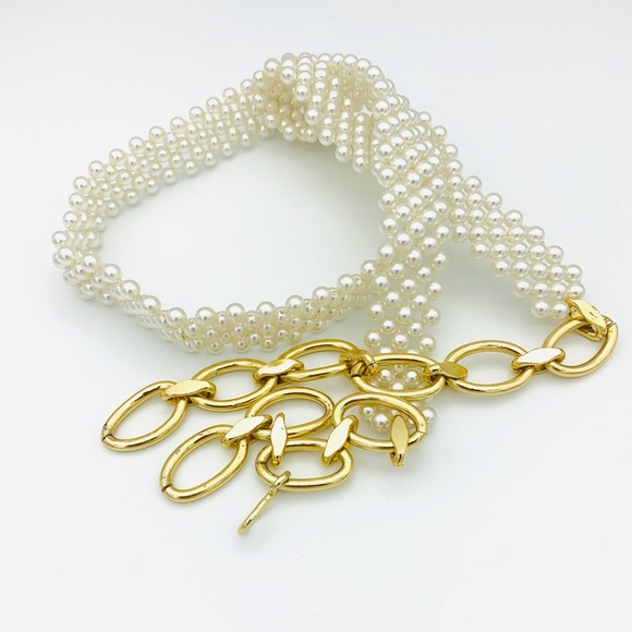 Vintage Belt Faux Pearl Gold Chain Classic 80’s - Picture 1 of 7
